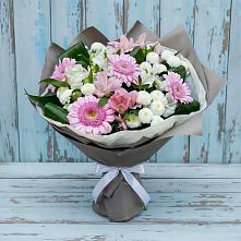 Букет цветов из:  Герберы, Альстромерии и Хризантемы в Новый Снопок