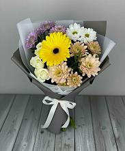 Букет цветов из:  Розы, Герберы и Хризантемы #REPLACE_PRED# Новый Снопок