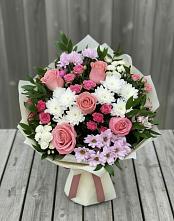 Букет цветов из:  Альстромерии, Гвоздики, Розы и Хризантемы #REPLACE_PRED# Новый Снопок