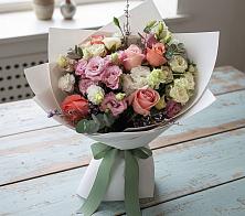 Букет цветов из:  Розы, Лизиантусы и Гвоздики в Новый Снопок