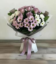 Букет цветов из:  Хризантемы и Розы в Новый Снопок