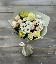 Букет цветов из:  Альстромерии, Розы и Хризантемы #REPLACE_PRED# Новый Снопок