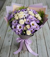 Букет цветов из:  Хризантемы и Розы в Новый Снопок